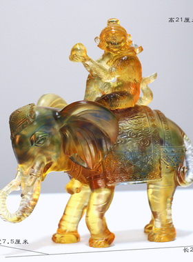 琉璃大象生肖猴子创意摆件居家客厅摆放装饰商务同事送礼封侯拜相