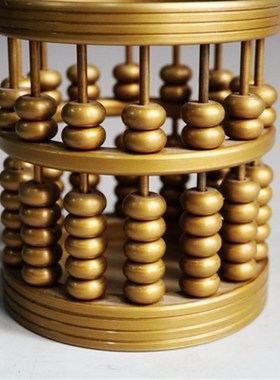 仿古黄铜纯铜笔筒摆件算珠笔筒摆件家居装饰工艺礼品古玩藏品摆件