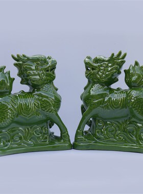 唐三彩麒麟陶瓷摆件工艺品礼品客厅家居装饰品