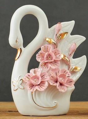 天鹅摆件陶瓷装饰品家居电视柜结婚礼物闺蜜送礼工艺品客厅