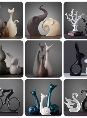 北欧家居装饰陶瓷摆件简约客厅桌面酒柜装饰品创意结婚礼物小摆设