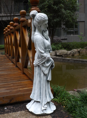 中式古典人物摆件仕女宫女拿扇雕像家居摆设庭院花园景观装饰品