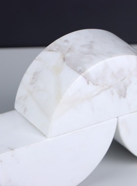 北欧风格立体几何造型大理石半圆拼接装饰品桌面摆件客厅玄关摆设