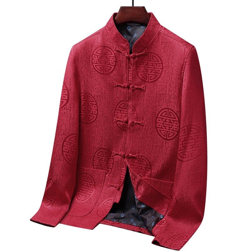 中国风男装春秋中老年唐装夹克外套老人生日过寿星衣服爸爸婚礼服,淘宝优惠券,粉丝福利购,淘宝优惠卷