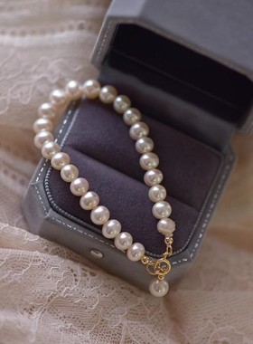 珍珠手链女金强光小灯泡手串