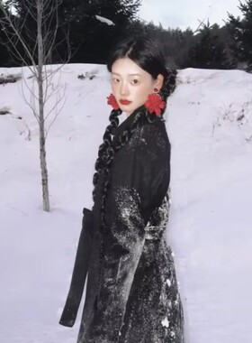 轻奢宫廷复古红色花朵夸张耳钉