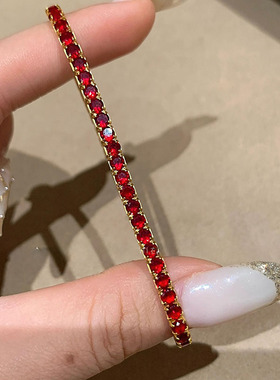 「小红绳」红色锆石满钻手链