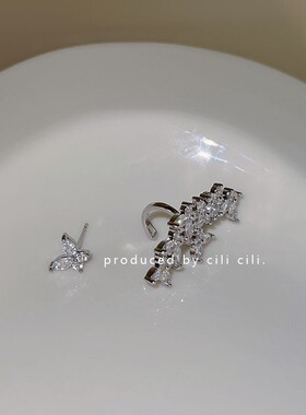 法式超闪锆石蝴蝶小众耳骨夹