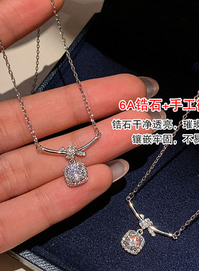 锆石钻石小方糖项链女款配饰品