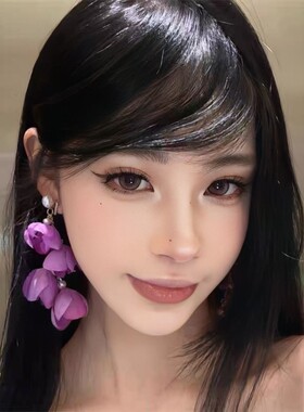 清冷氛围感紫色花瓣流苏耳钉