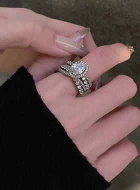 小众设计开口可调节鸽子蛋戒指女