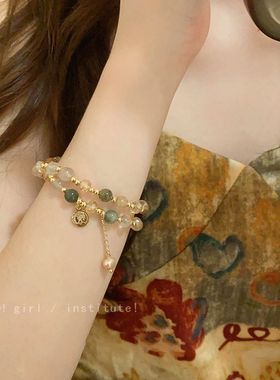 复古叠戴情侣珍珠串珠手链女