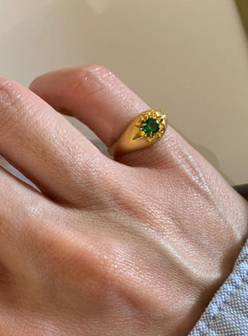 复古vintager中古绿宝石戒指