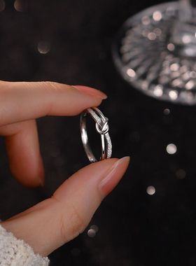 轻奢开口可调节素圈麻花戒指女