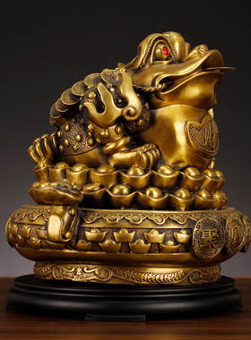 厂家全黄铜聚宝盆金蟾蝉摆件如意客厅店铺前台办公室开业礼品