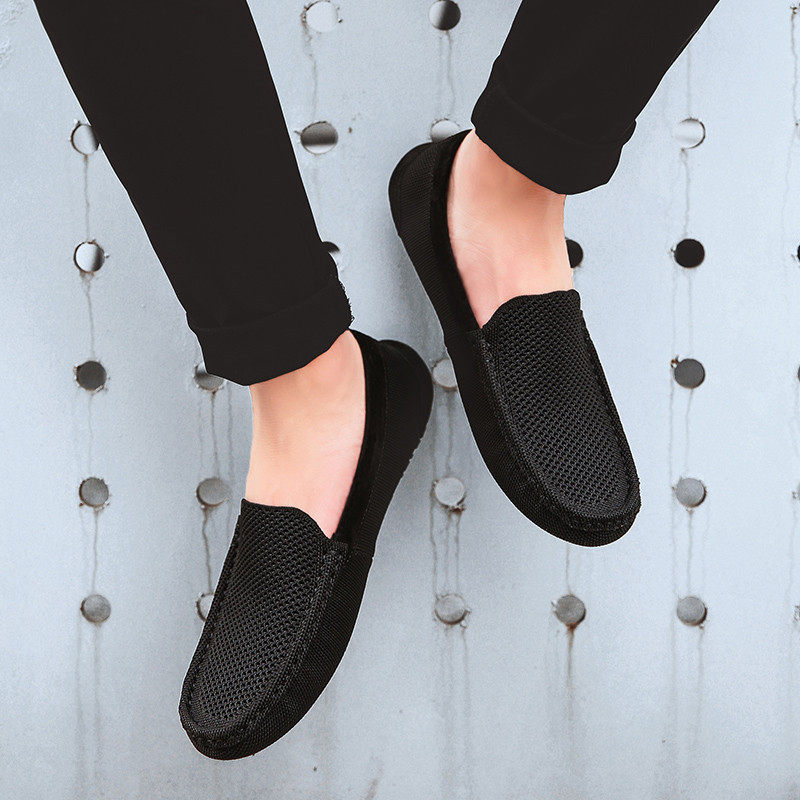 网鞋夏季镂空韩版百搭豆豆鞋男透气潮流懒人一脚蹬软底休闲网布鞋,淘宝优惠券,粉丝福利购,淘宝优惠卷