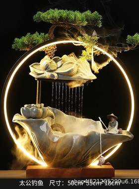 中式循环流水器办公室招财客厅生财喷泉陶瓷高档桌面开业礼品摆件