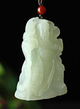 阿富汗白玉大刀关公玉吊坠 男款玉器Ａ级阿富汗玉石挂件