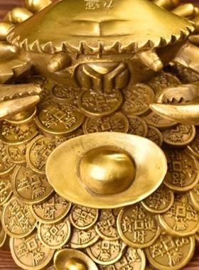 金钱螃蟹摆件横财得利将军八方来财铜蟹招财办公室家居装饰工艺品