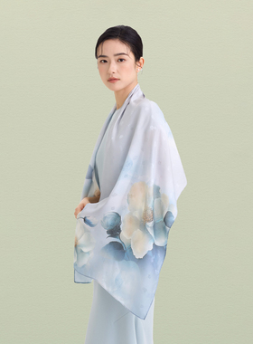 龙泉禧里真丝提花披肩桑蚕丝长巾