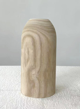 木质圆柱型花瓶简约复古花瓶创意实木花瓶家居摆件装饰花瓶供应