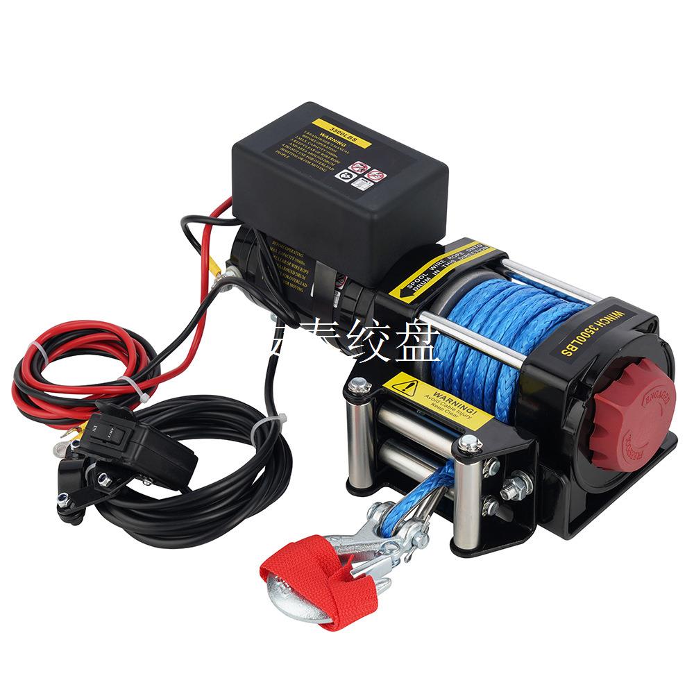 厂家直销12v/24v500磅尼龙绳电动绞盘沙滩车绞盘车载电动绞盘 - 图3