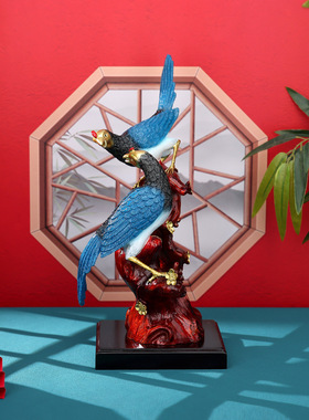 黄铜喜上梅梢摆件家居客厅办公室桌面中式工艺品喜鹊登梅乔迁礼品