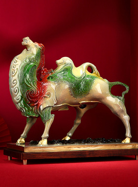 铜欣祥 彩铜三彩骆驼摆件 家居办公室黄铜工艺品装饰摆设