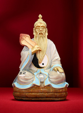 铜欣祥 彩铜三清道祖坐像  三清老祖家居摆件铜工艺品装饰