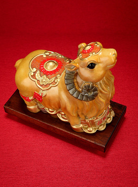 铜欣祥 彩铜生肖羊摆件客厅桌面办公桌黄铜装饰礼品礼物羊摆件