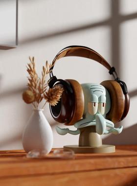 创意头戴式耳机支架章鱼哥耳机架托电脑桌面收纳展示架装饰品摆