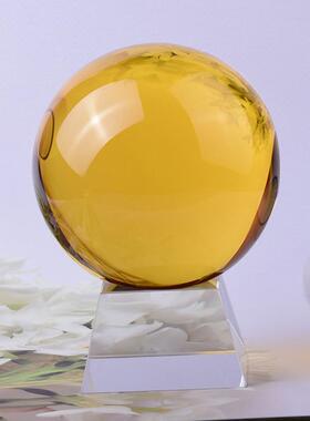 黄色水晶球摆件新居开业礼品