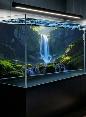 鱼缸背景专用贴纸5d立体画高清图水草缸溪流缸水族箱造景装饰壁纸