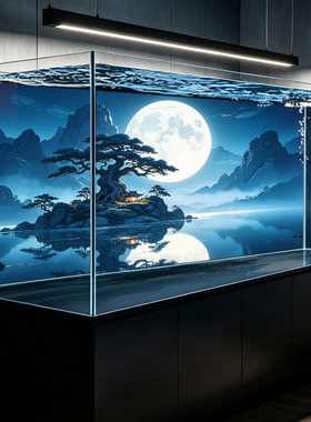 5d立体画高清图水草缸溪流缸水族箱造景装饰壁纸鱼缸背景专用贴纸
