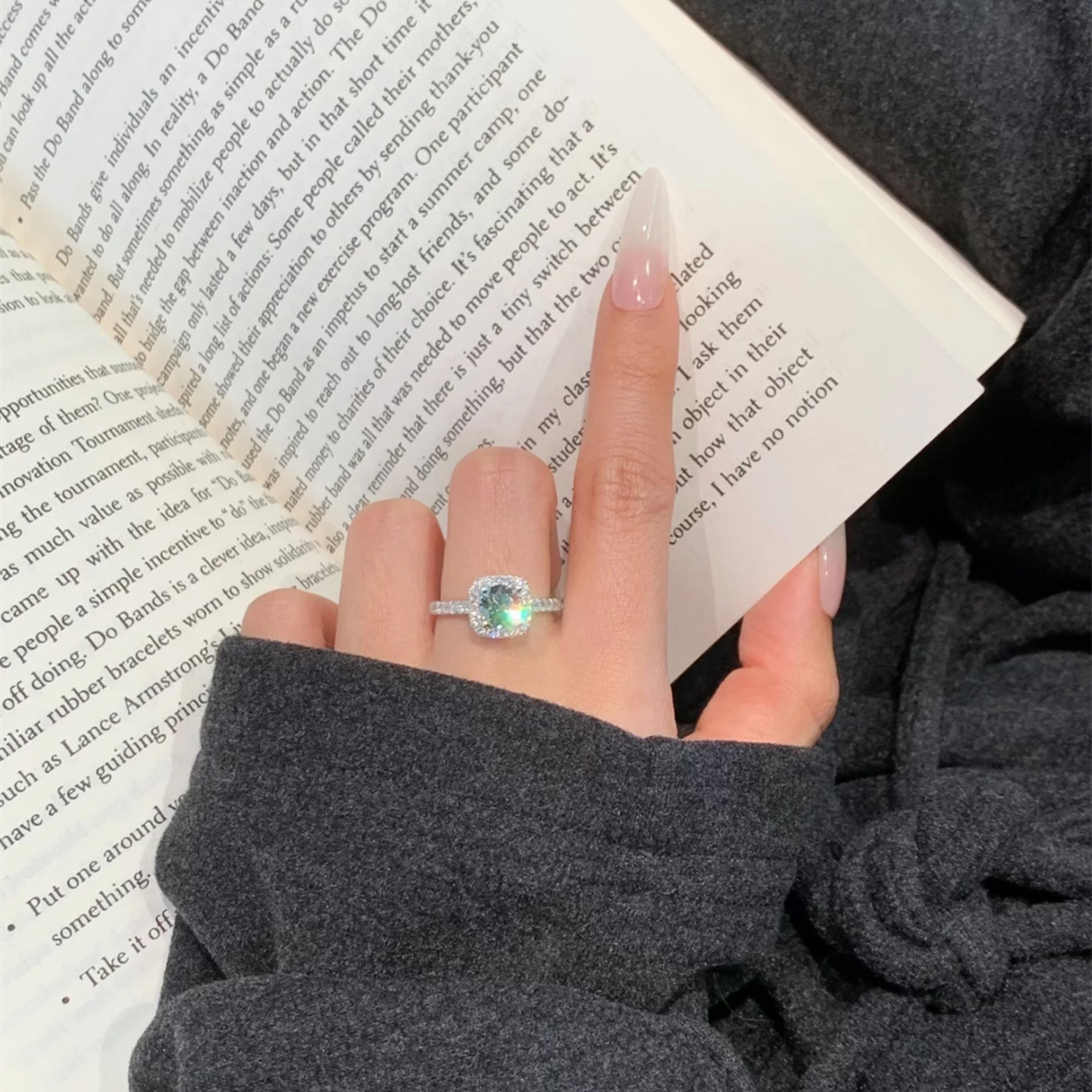 Modern Sacred Jewelry S925 Moissanite Sugar Cube Ring