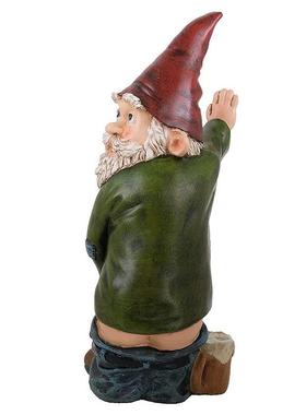 圣诞花园装饰扶树撒尿趣味树脂侏儒老人卡通雕像田园工艺品摆件