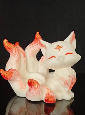 菩提象牙果红红火火九尾狐可爱家居车摆件