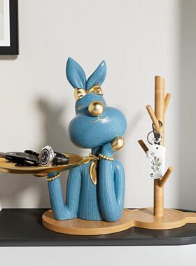 轻奢风玄关钥匙收纳摆件兔鹿小姐置物架入户进门客厅乔迁礼物装饰