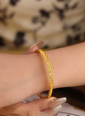 金包银爆款卷草纹手镯足金足银古法传承轻奢百搭首饰女款精致素圈