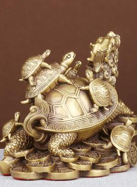 龙龟摆件纯铜九子龙龟元宝龟金钱龟家用办公室桌面装饰大号龙头龟