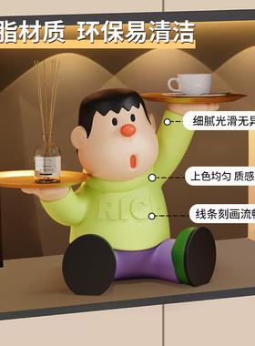 胖虎入户钥匙收纳玄关装饰摆饰高级感小众托 托盘置物架乔迁新居