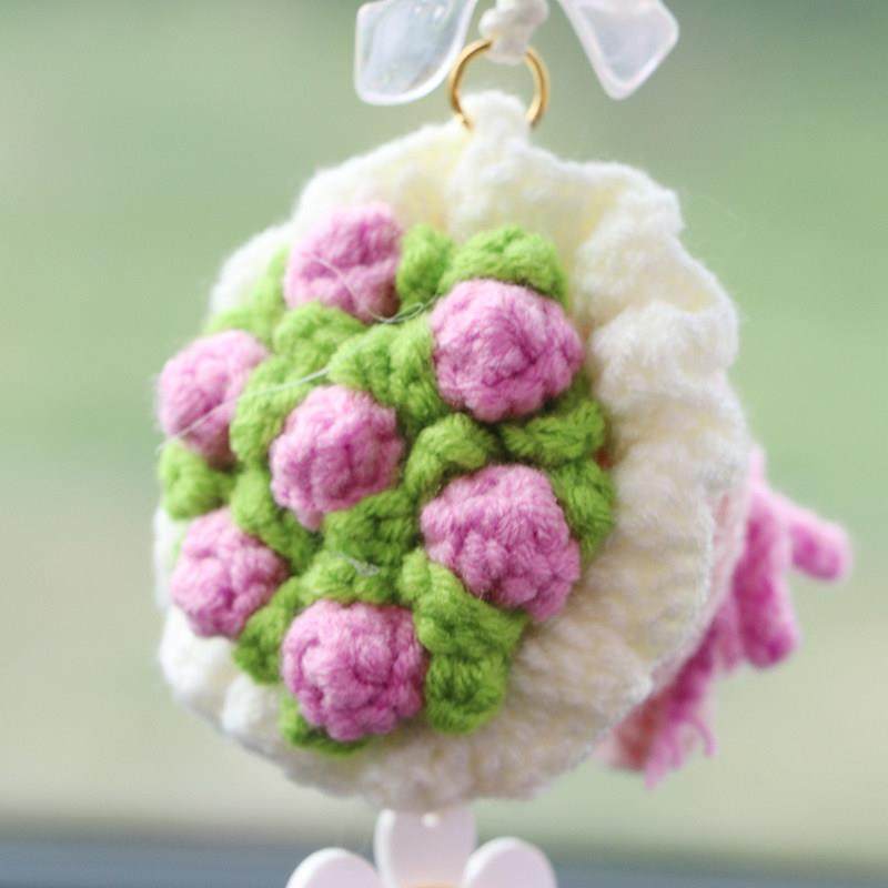 2025新款汽车挂件车载挂饰女生车内装饰用品后照镜吊坠毛线 线玫,淘宝优惠券,粉丝福利购,淘宝优惠卷