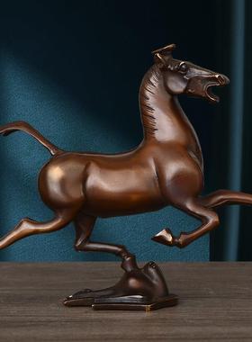 铜马踏飞燕摆件纯黄铜马玄关生肖马摆饰家居办公室招财马开业礼品