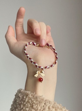 圣诞节手链ins小众设计锁骨链女红玛瑙项链闺蜜链