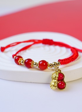 义乌小商品新年红绳手链饰品女文艺气质可爱红色陶瓷手饰手串