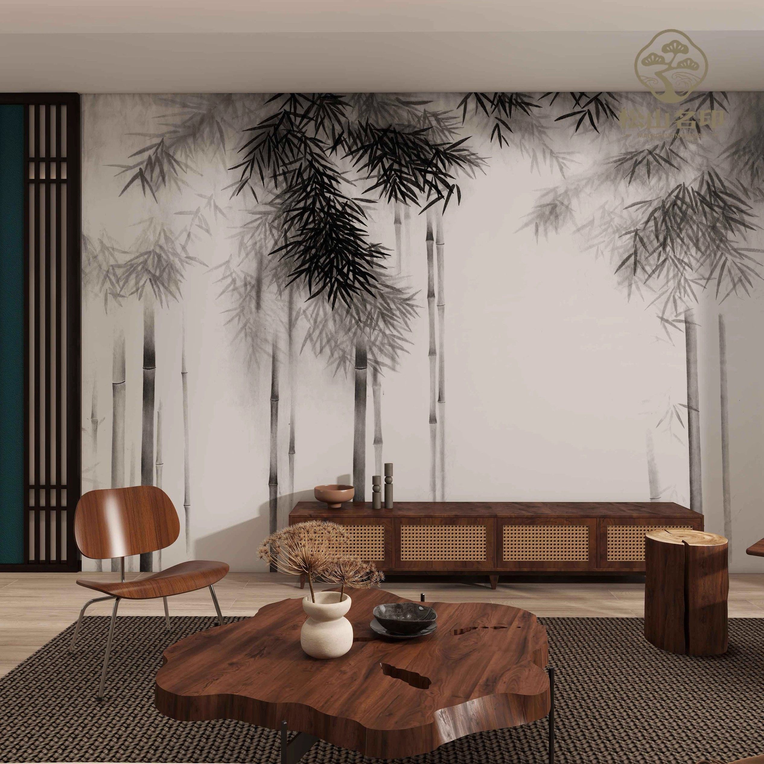 宋氏美学简中复古水墨竹子书房客厅背景壁纸壁布名宿酒店定制壁画,淘宝优惠券,粉丝福利购,淘宝优惠卷
