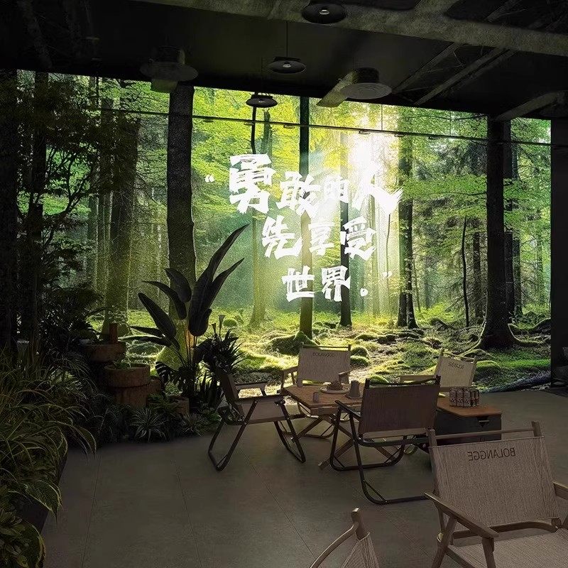 3D立体森林墙纸大自然露营风景餐厅视觉延伸空间墙布背景墙壁画纸,淘宝优惠券,粉丝福利购,淘宝优惠卷