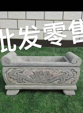 曲阳石雕石雕香炉长方形天然汉白玉青石墓地祠堂寺庙烧香户外供奉