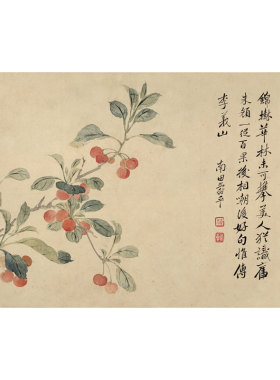 新中式装饰画清恽寿平花鸟草虫挂画客厅沙发玄关餐厅画国画名人画