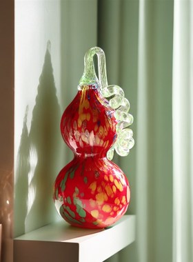 乔迁新居礼物葫芦摆件新中式开业搬家办公室高档客厅酒柜轻奢琉璃